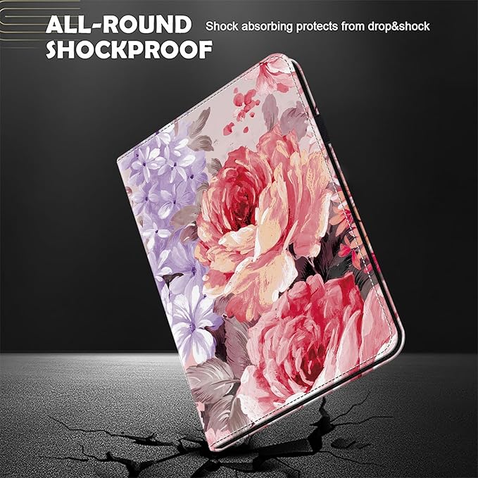 ALILANG Case for Lenovo Tab M9 9.0 inch (TB-310FU,2023 Released), PU Leather Folio Cover with Multi-Angle Stand and Pen Holder for Lenovo Tab M9 Tablet Case -Oil Painted Roses