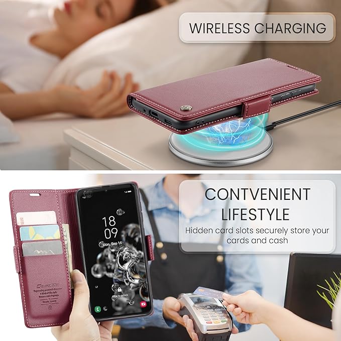 Case for Samsung Galaxy S20 Ultra Wallet Case, RFID Blocking PU Leather Flip Folio Cover Card Holder Kickstand Shockproof Phone Case Compatible with Samsung Galaxy S20 Ultra, Red