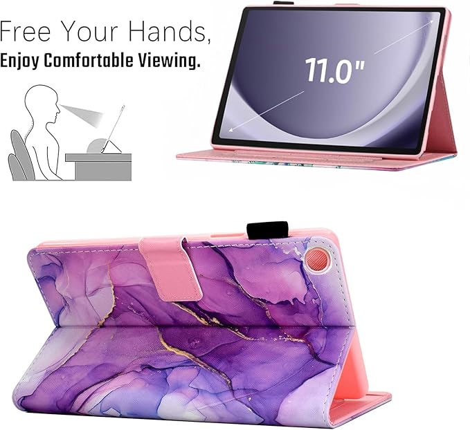 KEROM Case for Samsung Galaxy Tab A9+ Plus 11 Inch 2024 2023 (SM-X210/X216/X218), Slim PU Leather Stand Case Protective Cover for Galaxy Tab A9+/A9 Plus Tablet, Auto Wake/Sleep - Purple
