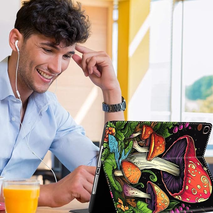 Case for Samsung Galaxy Tab A9 Plus 11 inch 2023，Slim Fit Foldable Standing Cover Case with Auto Sleep/Wake for Galaxy Tab A9+ 11’2023 (SM-X210/X216/X218)，Retro Mushroom