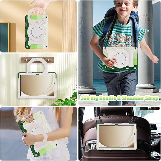 ROISKIN Case for Galaxy Tab A9 Plus 5G/ A9+ 11 Inch with HD Screen Protector & Shoulder Strap,Heavy Duty Military Case for Samsung Galaxy A9 Plus SM-X210/X216/X218 - Rotating Stand for Kids