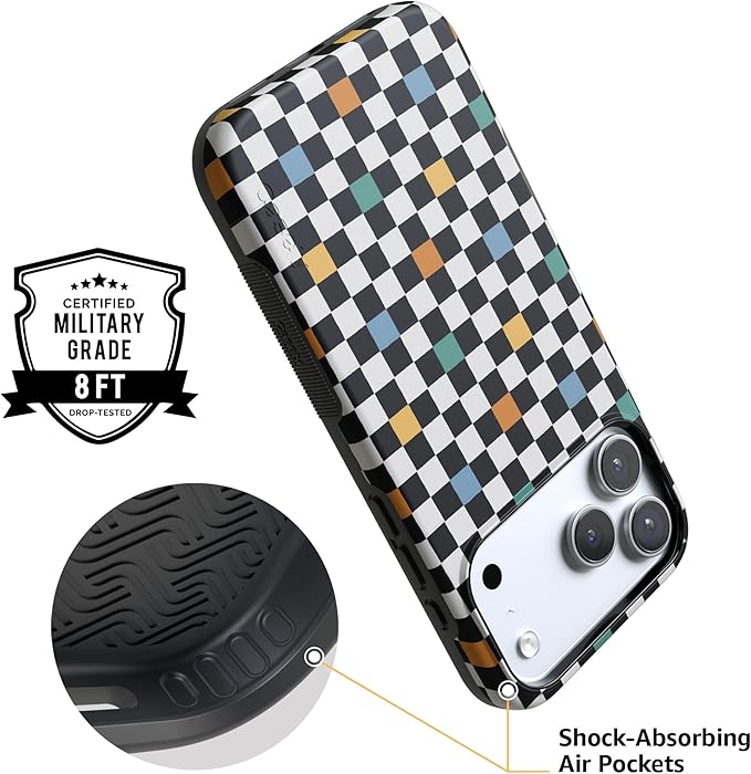Casely iPhone 17 Pro Case | Old Skool | Retro Checkerboard | Compatible with MagSafe | Bold Protective Design
