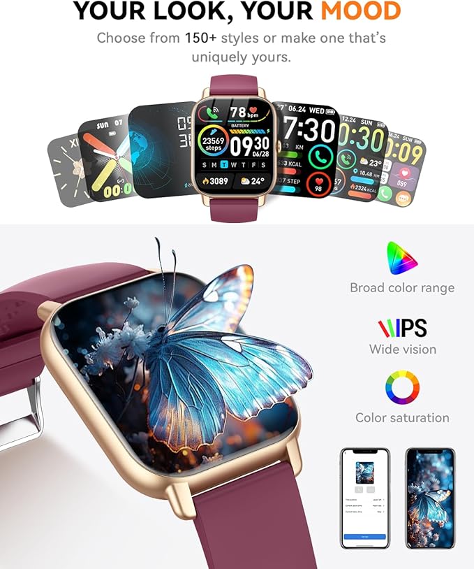 Smart Watches for Men Women(Answer/Make Call), 1.85 inch HD Fitness Tracker Watch with Activity Counter/Sleep Monitor/ 110+ Sports Modes, IP68 Waterproof Smart Watch for Andriod iPhone iOS Compatible