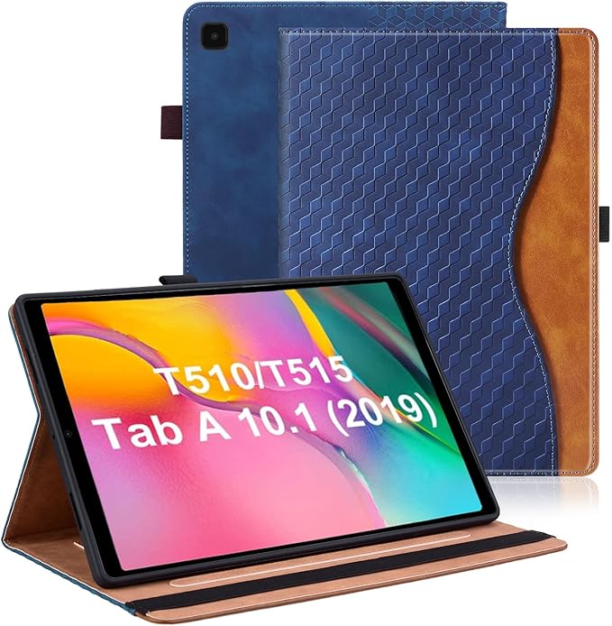Case for Samsung Galaxy Tab A 10.1 2019 (SM-T510/T515/T517) PU Leather Multi-Angle Viewing Stand with Card Pocket Tablet Cover for 10.1 Inch Tablet Android 2019,Blue