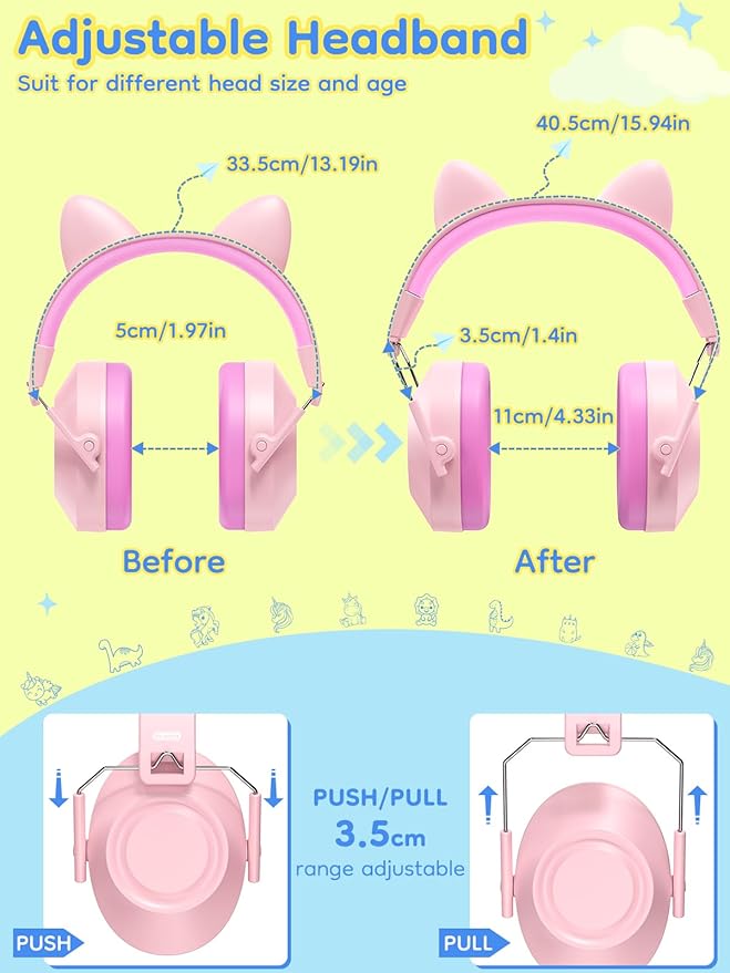 Dr.meter Ear Muffs for Noise Reduction: 32dB SNR Noise Cancelling Headphones for Kids with Adjustable Head Band, Kid Ear Hearing Protection for Autism Sensory, Monster Truck, Concert w/DIY Stickers