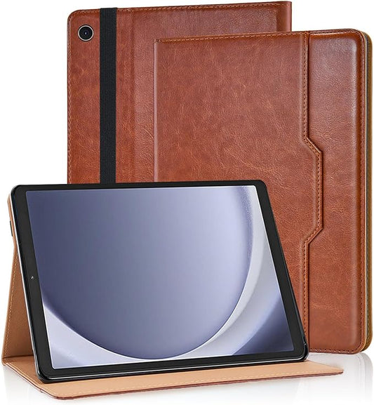 Case for Samsung Galaxy Tab A9 Plus/A9+ 11 Inch 2023 Cover (Model SM-X210/SM-X216/SM-X218) Multi-Angle Viewing Stand with Hand Strap, Brown