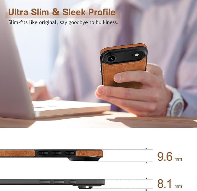 LOHASIC for iPhone 17 Air Leather Case, Slim Business PU Classic Elegant Style Soft Non-Slip Grip Shockproof Rugged Protective Cover Phone Case for iPhone17 Air 6.5" 2025 - Sand Dune