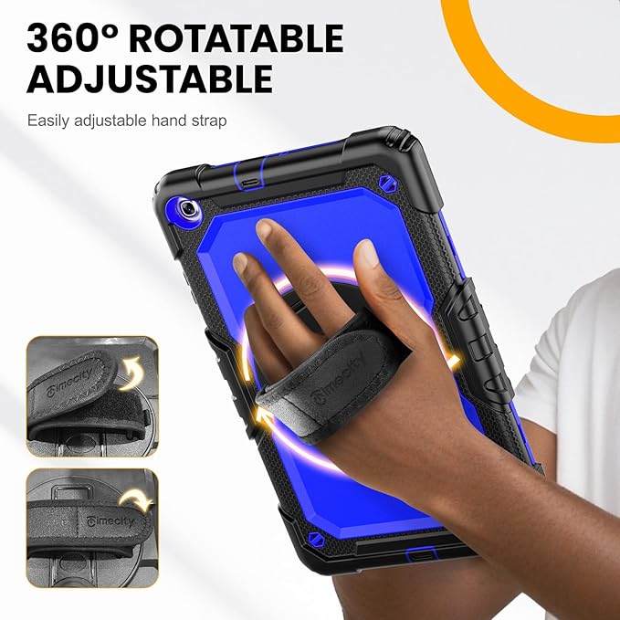 Timecity for Samsung Galaxy Tab A 10.1 Case 2019, Only Fit (SM-T510/ SM-T515/ SM-T517), Drop Proof with Hand Strap Stand Screen Protector Pencil Holder （NOT FIT for 2016 Release） - Dark Blue