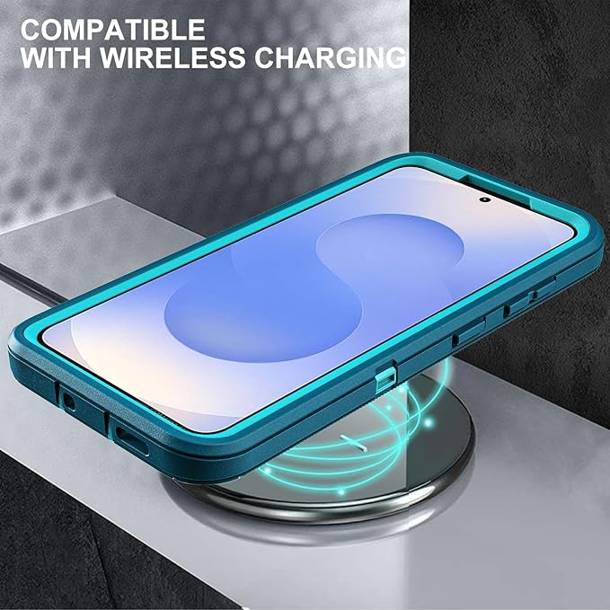 for Samsung Galaxy S25 Case, ONLY, [NOT FIT Galaxy S25 Edge/S25 Plus/S25 Ultra], Military Grade Case with 2Pcs Tempered Glass Screen Protector & 1Pcs Camera Lens Protector (Blue/Turquoise)
