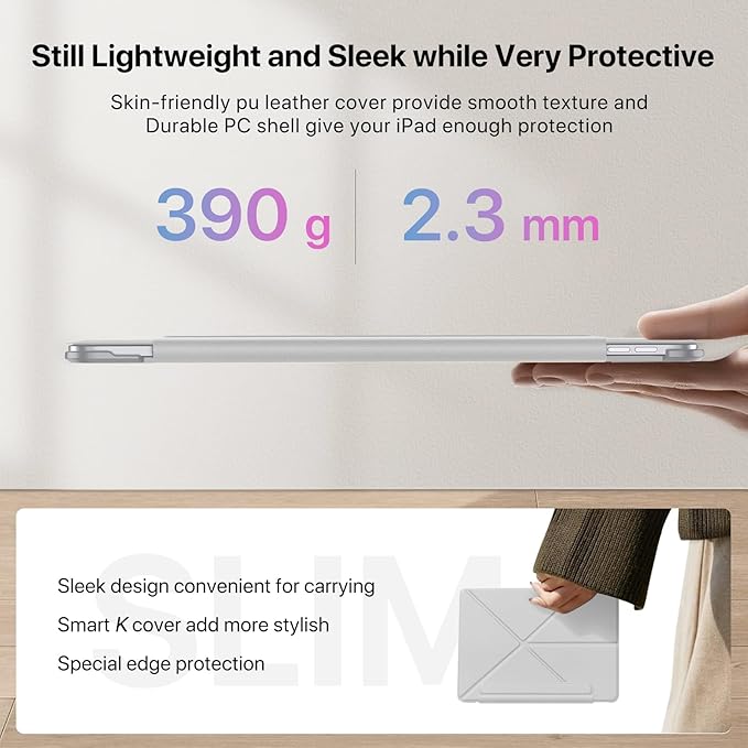 for iPad Pro 13 inch Case M4 2024, Slim Powerful Magnetic Attachment Full Corner Protective iPad Case with Auto Wake/Sleep and Hidden Pencil Holder (Concrete Gray, iPad pro 13 inch)