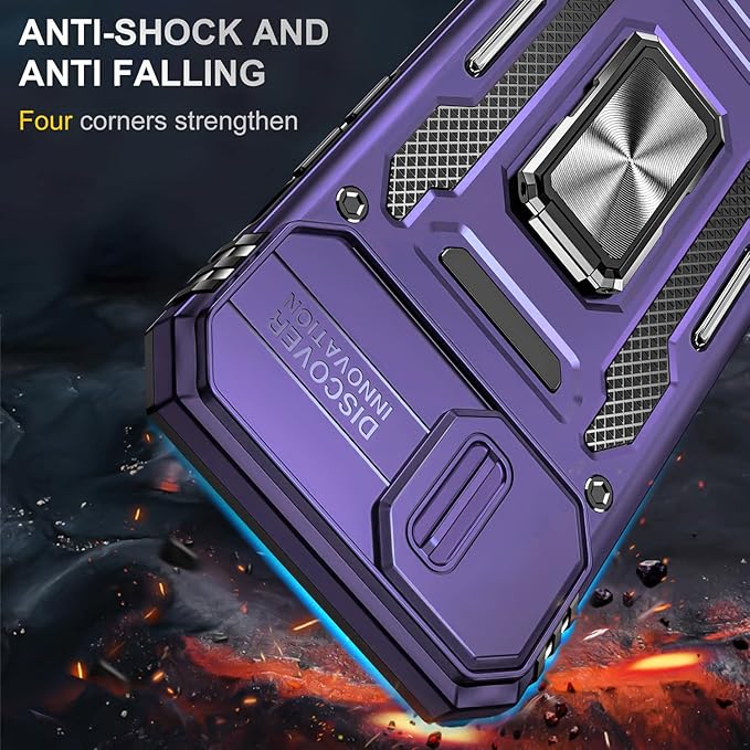 Case for iPhone 14 Plus iPhone Case iPhone 14 Plus Phone Case with Camera Lens Cover, with Ring Holder Kickstand, fit Magnetic Car Mount, for iPhone 14 Plus (Purple)