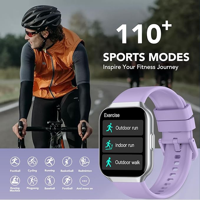 Smart Watch for Men Women (Answer/Make Call), 1.96" HD Smartwatch Fitness Activity Tracker, 110+ Sports IP68 Waterproof, Heart Rate/Sleep Monitor/Pedometer/Calories, Fitness Watch for Android iOS