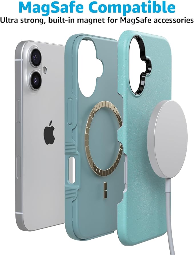 Casely iPhone 17 Case | Aquamarine | Ocean Blue Shimmer | Compatible with MagSafe | Bold Protective Design