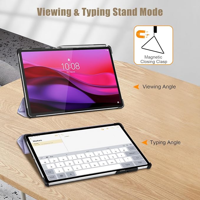 Fintie Case for Lenovo Yoga Pad Pro AI 12.7" TB520FU / Yoga Tab Plus 12.7 inch Tablet, Lightweight Slim Shell Stand with Auto Sleep/Wake, Lilac Marble