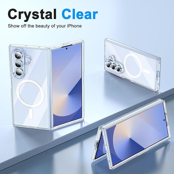 Oterkin Magnetic for Samsung Galaxy Z Fold 7 Case, [Compatible with MagSafe] Transparent Non-Slip Shockproof Bumper Protective Phone Case for Z Fold 7, Clear