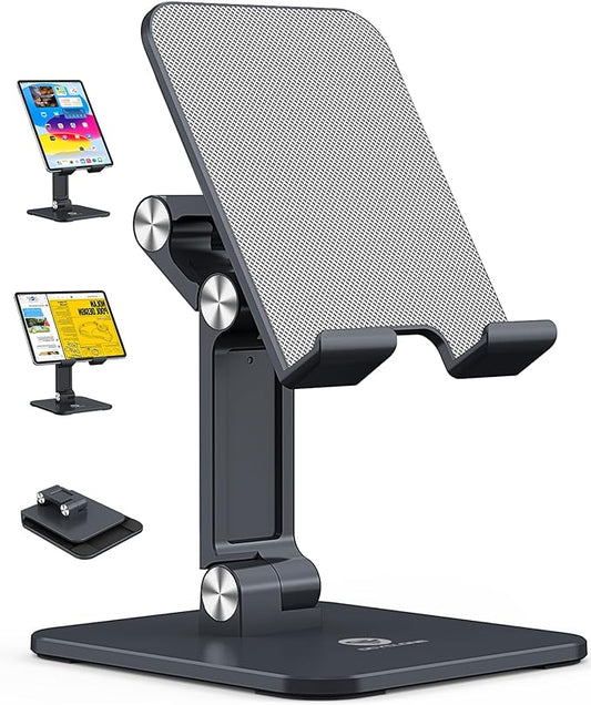 OCYCLONE Tablet Stand Compatible with iPad Holder for Desk, FoldableTablet Holder Portable Monitor Stand - Black
