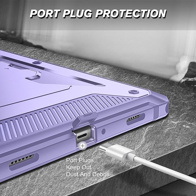 Fintie Shockproof Case for Samsung Galaxy Tab A9 Plus/A9+ 5G 11 Inch 2023 Model (SM-X210/X216/X218), Tuatara Rugged Unibody Hybrid Bumper Kickstand Cover Built-in Screen Protector, Lilac Purple