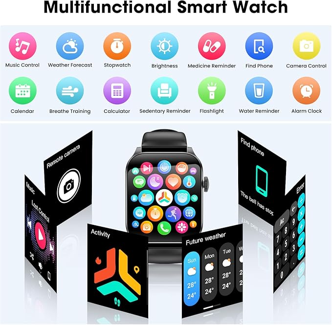 Curve Smart Watch for Men Women, 1.91" Smartwatches with 120+ Sport Modes, Fitness Tracker with Bluetooth Call, Heart Rate, Waterproof Activity Tracker Smartwatch for iOS Android Phones