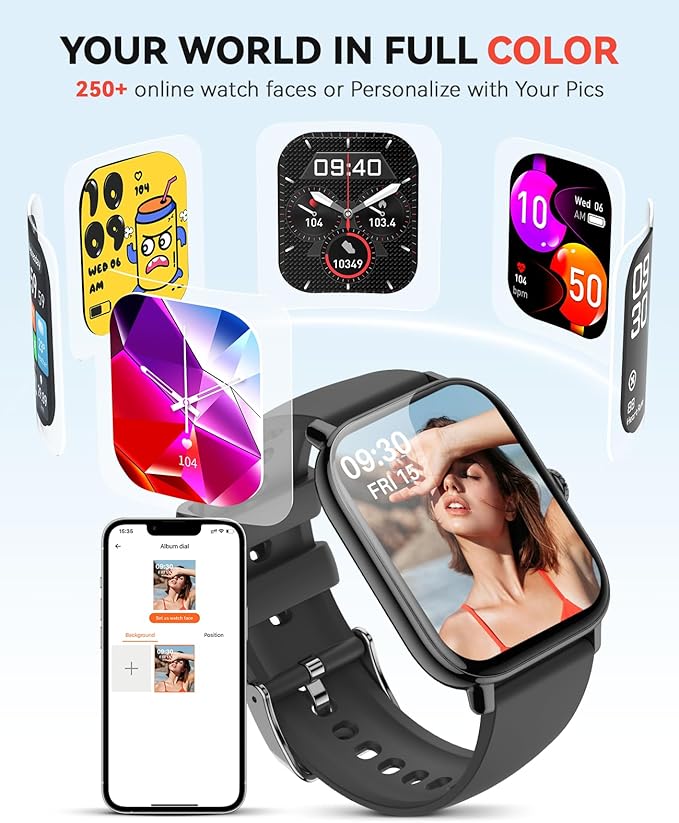 Smart Watch for Men Women, Bluetooth Call, 1.91'' HD Full Touchscreen Fitness Step Tracker Watch for Android iPhone Compatible, IP68 Waterproof Smartwatch With Sleep Monitor/Activity Tracker/Pedometer