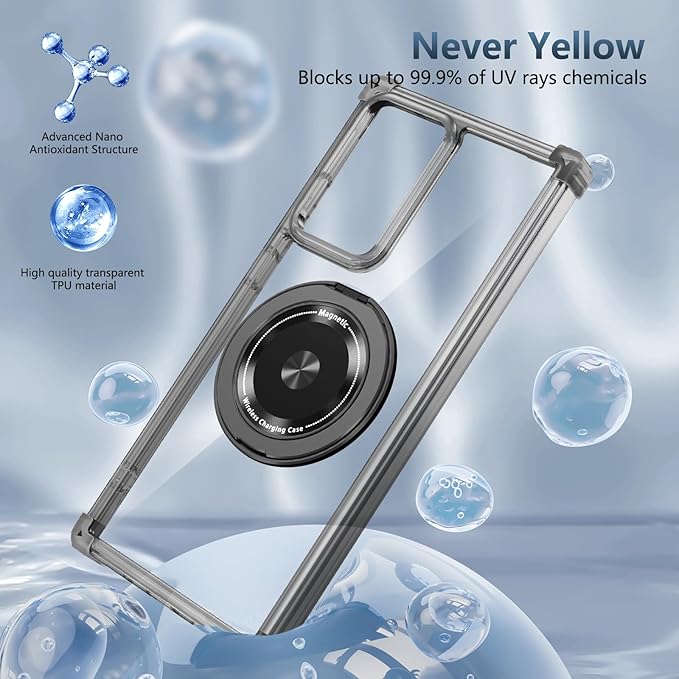 Magnetic for Samsung Galaxy Note 20 Ultra Case Compatible with MagSafe Wireless Charging,with Screen Protector,Phone Case Built-in 360°Kickstand Shockproof Military Grade Drop Protection Black