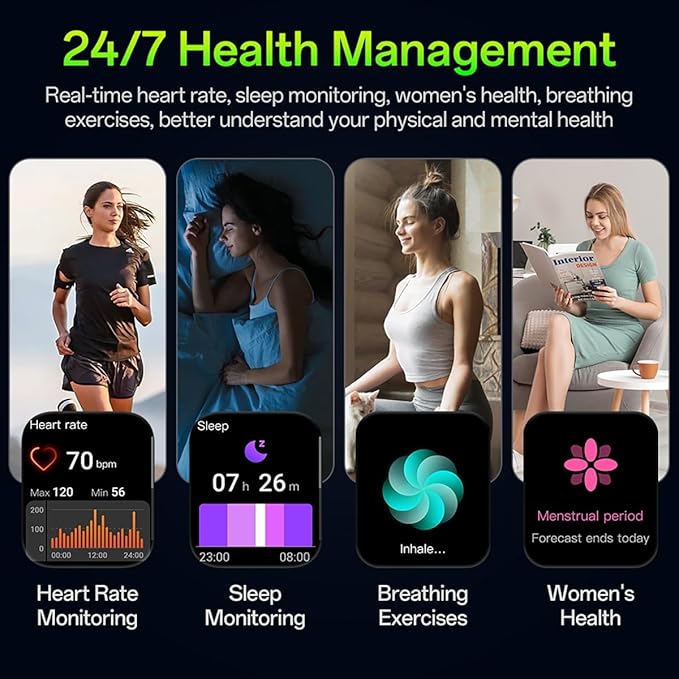 Smart Watches for Men Women (Answer/Make Calls), 1.91'' TFT HD Screen, 100+ Sports Modes Fitness Tracker, Heart Rate/Blood Oxygen/Sleep Monitor, IP67 Waterproof for Android/iOS, Rose Gold