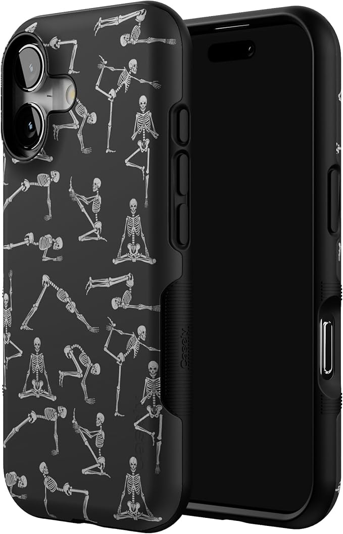 Casely iPhone 17 Case | Corpse Pose | Skeleton Yoga | Bold Protective Design | Compatible with MagSafe