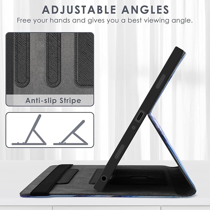 DETUOSI for Samsung Galaxy Tab A9+/A9 Plus 11 inch 2023 Case 5g (SM-X210/X216/X218) Premium Leather Folio Stand Protective Cover Auto Wake/Sleep with Pencil Holder Blue Marble