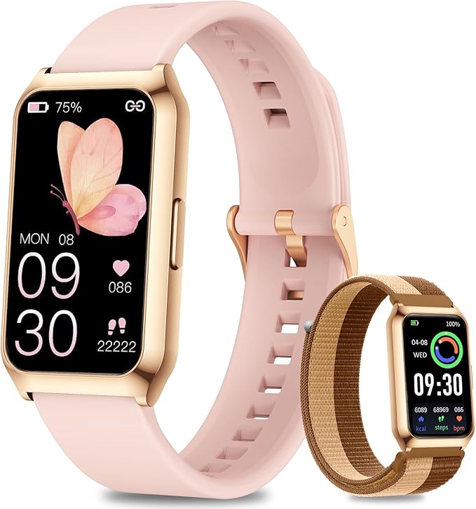 GADIXY Smart Watches for Women,7 Day+ Battery,Aluminium Case,with Heart Rate/Blood Oxygen/Sleep Tracker,IP68 Smart Watch for Android&iOS,Steps/Calorie/Distance,Pink