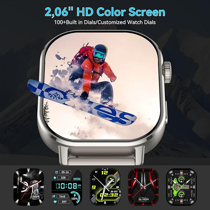 Smart Watch Answer/Make Call, GPS Smartwatch for Men Women, 2.06"HD AMOLED Display Compass, 5ATM Water-Resistance, Heart Rate/Sleep Monitor/Stress,110+ Sport Mode, Running Watch for Android/iOS White