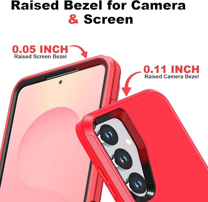 Designed for Samsung Galaxy S24 Plus/S25 Plus Case [with Privacy Screen Protector] 3-Layer Full Body Protection Rugged Shockproof Heavy Duty Phone Case Cover, Red/Black