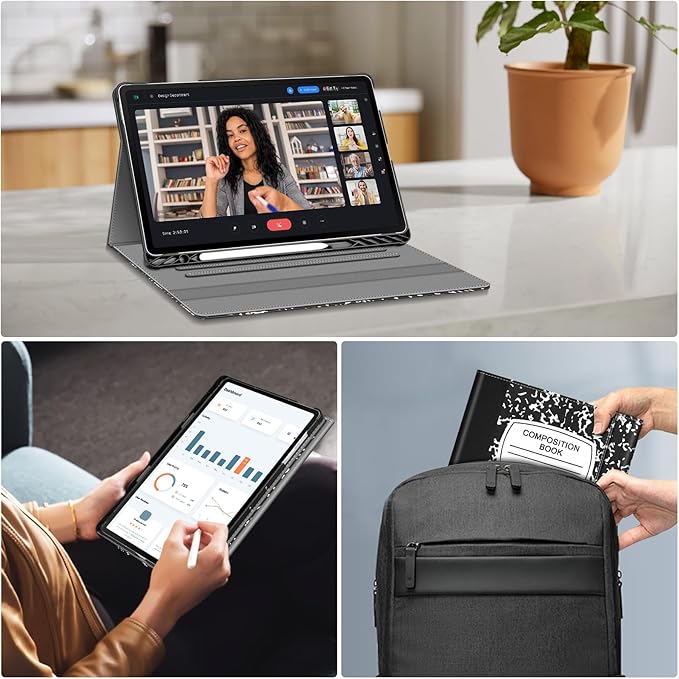 Fintie Case for Samsung Galaxy Tab S10 FE Plus 13.1 Inch 2025 Model (SM-X620/X626) with Built-in S Pen Holder, Multiple Angle Portfolio Business Cover with Pocket Auto Sleep/Wake, Composition Book