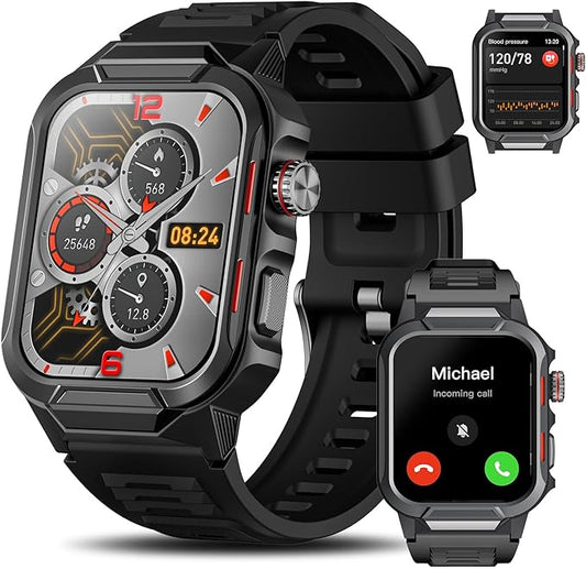 Smart Watches for Men (Answer/Make Calls), 1.96" Fitness Smart Watch with Heart Rate/Blood Oxygen/Sleep Monitor/100+ Sport Modes, 3ATM Waterproof Smartwatch Mens Watches for Android and iPhone