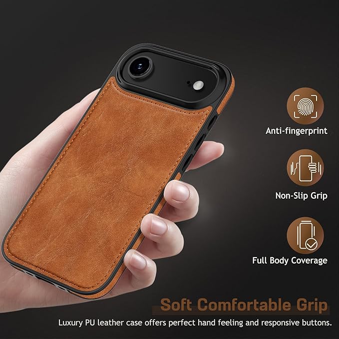LOHASIC for iPhone 17 Air Leather Case, Slim Business PU Classic Elegant Style Soft Non-Slip Grip Shockproof Rugged Protective Cover Phone Case for iPhone17 Air 6.5" 2025 - Sand Dune