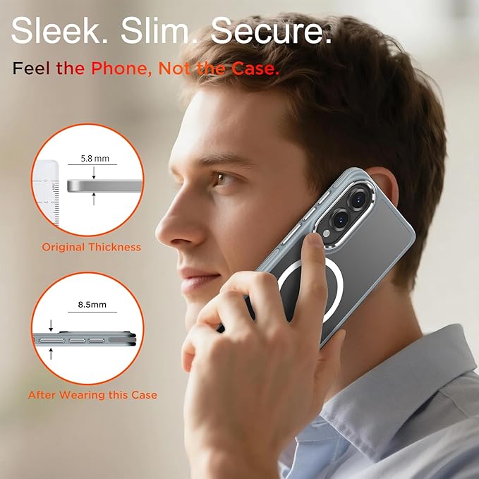 Case for Samsung Galaxy S25 Edge, Fits for Magsafe, Anti-Scratch Translucent Matte Cover [Non-Slip Grip], Color Hybrid Magnetic Phone Case for Galaxy S25 Edge, Drop Resistant (Grey/White)