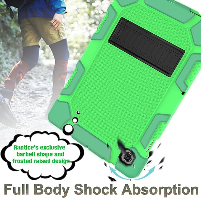 Rantice Case for Samsung Galaxy Tab A8 10.5 Inch 2022 (SM-X200/X205/X207), Hybrid Shockproof Rugged Drop Protection Cover with Kickstand for Samsung Galaxy Tab A8 10.5 Inch (Green+Black)