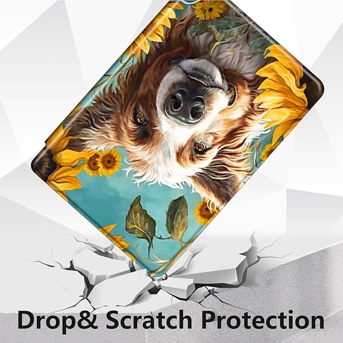 Case for Lenovo Tab P11 Plus Case 2021 (TB-J616F / J616X), 360 Degree Rotating Folding Stand,with Auto Sleep/Wake Case for Lenovo Tab P11 11” 2020 (TB-J606F TB-J606X),Dog Sunflower