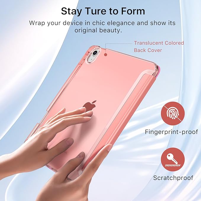 MoKo for iPad (A16) 11th Generation Case 11 Inch 2025, iPad 10th Generation Case 10.9 Inch 2022 with Pencil Holder, Slim Light Trifold Protective Cover with Hard PC Translucent Back Shell, Conch Shell