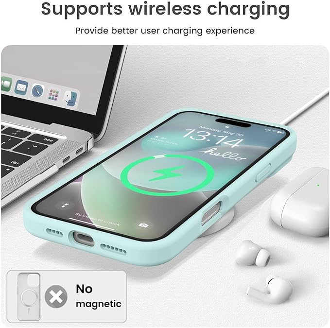 Vooii Compatible with iPhone 16 Pro Case, Liquid Silicone Upgrade [Camera Protection] [Soft Anti-Scratch Microfiber Lining] Shockproof Phone Case for iPhone 16 Pro 6.3 inch - Mint