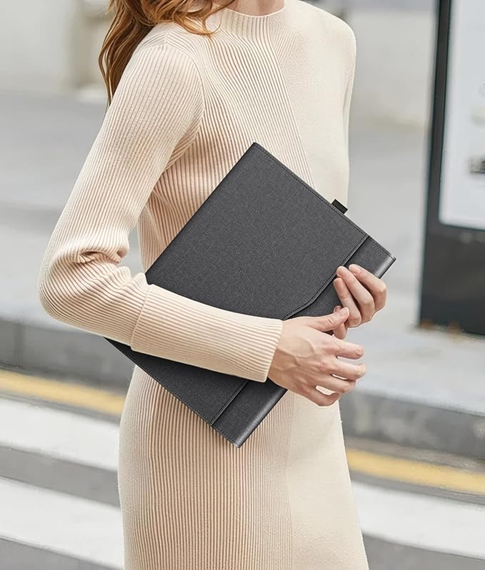 Fintie Protective Case for Microsoft Surface Pro 12 Inch (2025), Multi-Angle Viewing Portfolio Business TPU Back Cover with Pocket & Stylus Holder, Compatible with Type Cover Keyboard (Black)