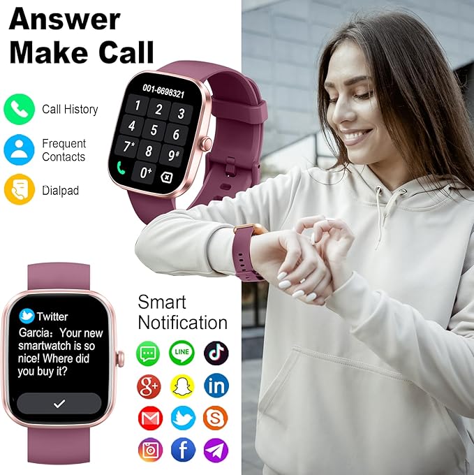 Smart Watch(Answer/Make Call), 1.91" Smartwatch for Men Women, 2025 New Fitness Watch with 110+ Sport Modes, Fitness Activity Tracke with Pedometer/Sleep Monitor/Heart Rate/IP68 Waterproof, Wine Red