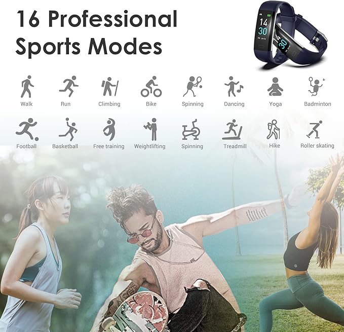 Fitness Tracker for Men and Women,Fitness Watch Waterproof with Activity Tracker and Sleep Monitor,Smart Watch for Android and iOS Phones(Blue)……
