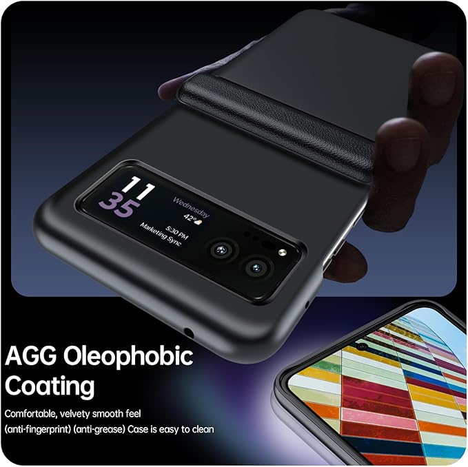 for Motorola Razr 2023 Case, Built-in Screen Protector & Magnetic Hinge Protection & Ultra Thin Matte PC Shockproof Phone Cover Smartphone Case for Moto Razr 2023 Matte Black