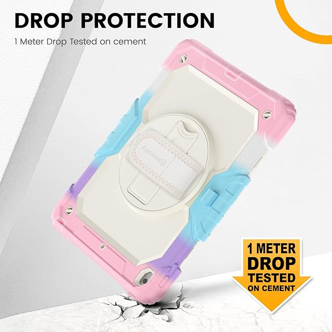 Timecity Case for iPad 9th/ 8th/ 7th Generation 10.2 inch - Heavy Duty Protective Cover with Screen Protector, Rotating Stand, Shoulder Strap & Pencil Holder | Kids-Friendly (Pink Camo)