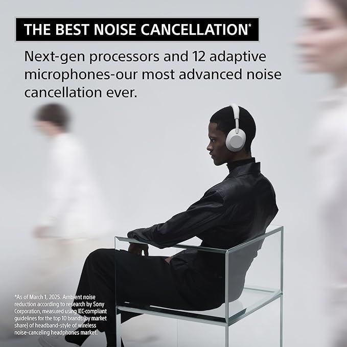 Sony WH-1000XM6 The Best Noise Canceling Wireless Headphones, HD NC Processor QN3, 12 Microphones, Adaptive NC Optimizer, Mastered by Engineers, Studio-Quality, 30-Hour Battery, Midnight Blue