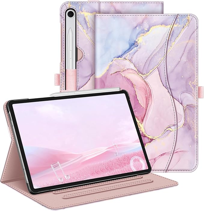 Fintie Case for Samsung Galaxy Tab S10 Lite/ S10 FE/ S9 FE 5G 10.9 Inch/Tab S9 11 Inch with S Pen Holder, Multi-Angle Viewing Protective Cover with Pocket, Auto Sleep/Wake, Dreamy Marble