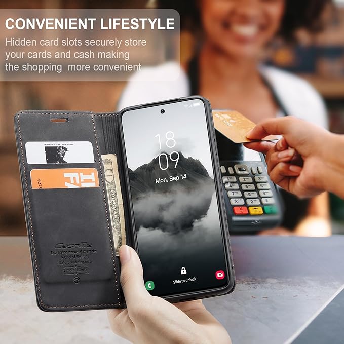 for Samsung Galaxy S24 Plus Case, Flip Wallet Leather Case with Card Holder Magnetic Closure Shockproof Kickstand Protective Phone Cases Cover for Galaxy S24 Plus 5G Cover,Black