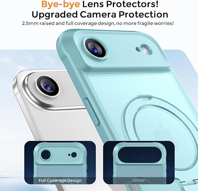 MOCCA Compatible with iPhone Air Case with Magnetic Invisible Stand [Full Camera Protection] [Compatible with Magsafe] Military Drop Shockproof Translucent Matte Phone Case Cover 6.5",Blue