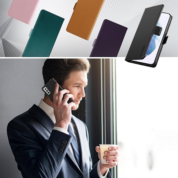 Wallet Flip Case for Samsung Galaxy S21 5G - [RFID Blocking] Luxury PU Leather Card Holder Magnetic Phone Cover with Kickstand,Shockproof Protective Case,Black