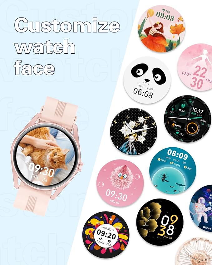 HUAKUA Smart Watches for Women Men (Answer/Make Calls) Compatible with iPhone/Android Phones, Round Smartwatch Digital Watch Fitness Tracker with Heart Rate Monitor Sleep Tracker Waterproof Pink