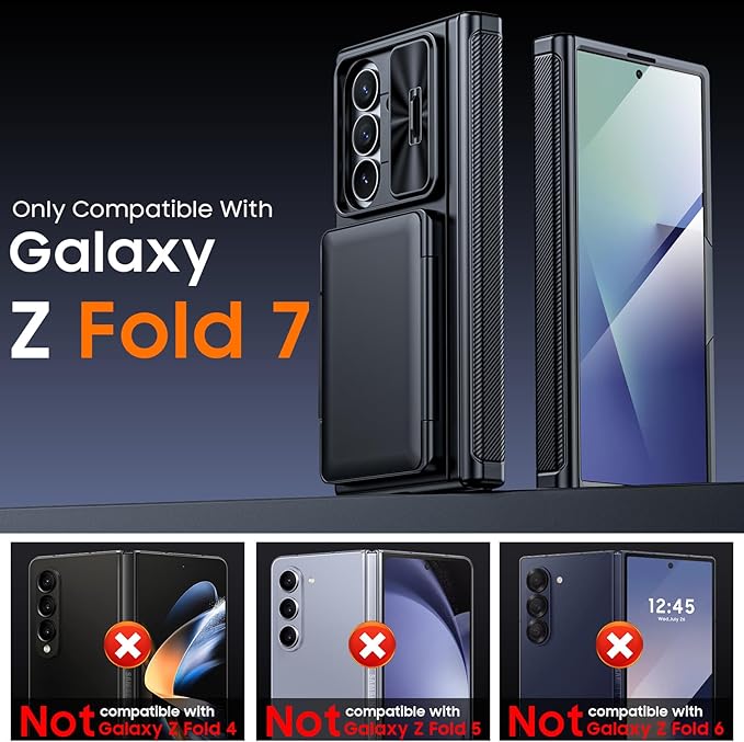for Samsung Galaxy Z Fold 7 Case Wallet RFID [Cards Holder][Camera Cover][Kickstand] Full Body Shockproof Silicone Protective Phone Case for Galaxy Z Fold 7 Case(Black)